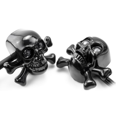 Direccionales para motocicleta universal de calavera negras led