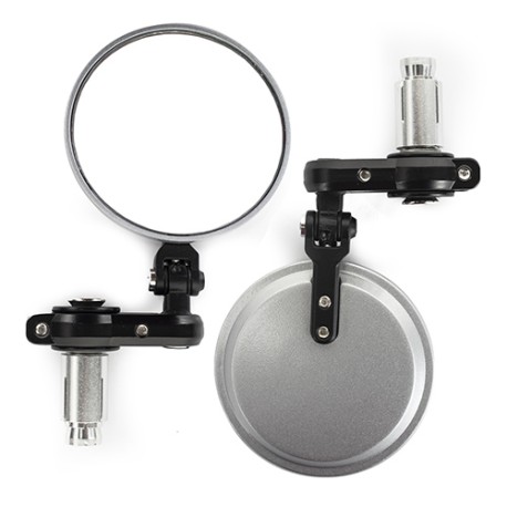 Espejos redondos de aluminio cromado para motocicleta Cafe