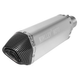 Escape para motocicleta universal deportivo Plata con fibra de