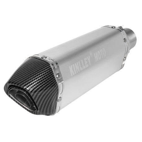 Escape para motocicleta universal deportivo Plata con fibra de
