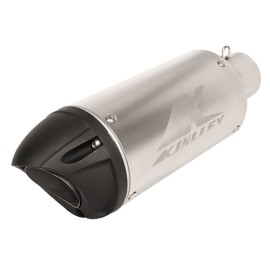 Escape para motocicleta universal deportivo negro y plata de