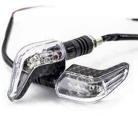Direccionales para motocicleta universal carbon par led 1034
