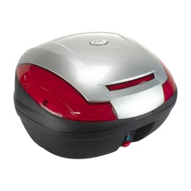 Caja porta equipaje para motocicleta 43L plata con led base