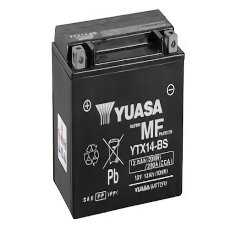 Bateria para motocicleta YTX14-BS con acido Yuasa