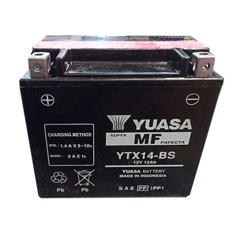 Bateria para motocicleta YTX14-BS polo invertido USA con acido
