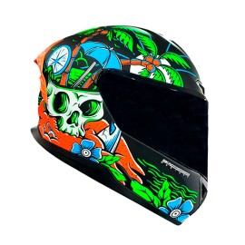 Casco Shaft integral 542-GT Aloha negro mate/verde Neon naranja