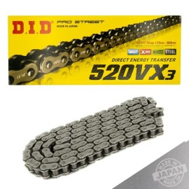 Cadena para motocicleta 520 VX3 X 116 DID X-ring Pro street
