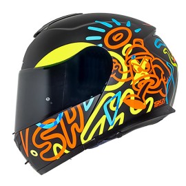Casco abatible para motocicleta Shaft SH3910 Art Negro Naranja
