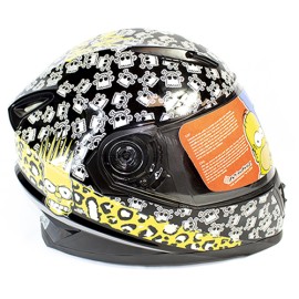 Casco Risky cerrado Bart Punk negro con graficos blancos ECE /